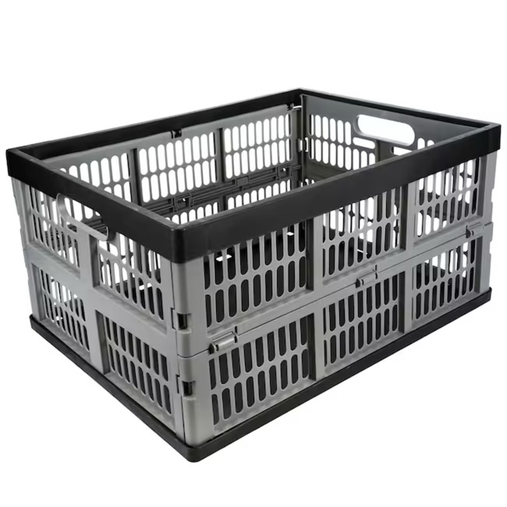 Collapsible Large Black Storage Basket with Handles NWT